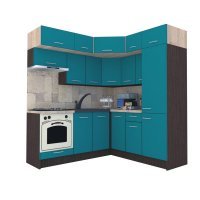 Bucatarie de Colt BIG GENA NEW ST. 190-200, Wenge / Decor 0245